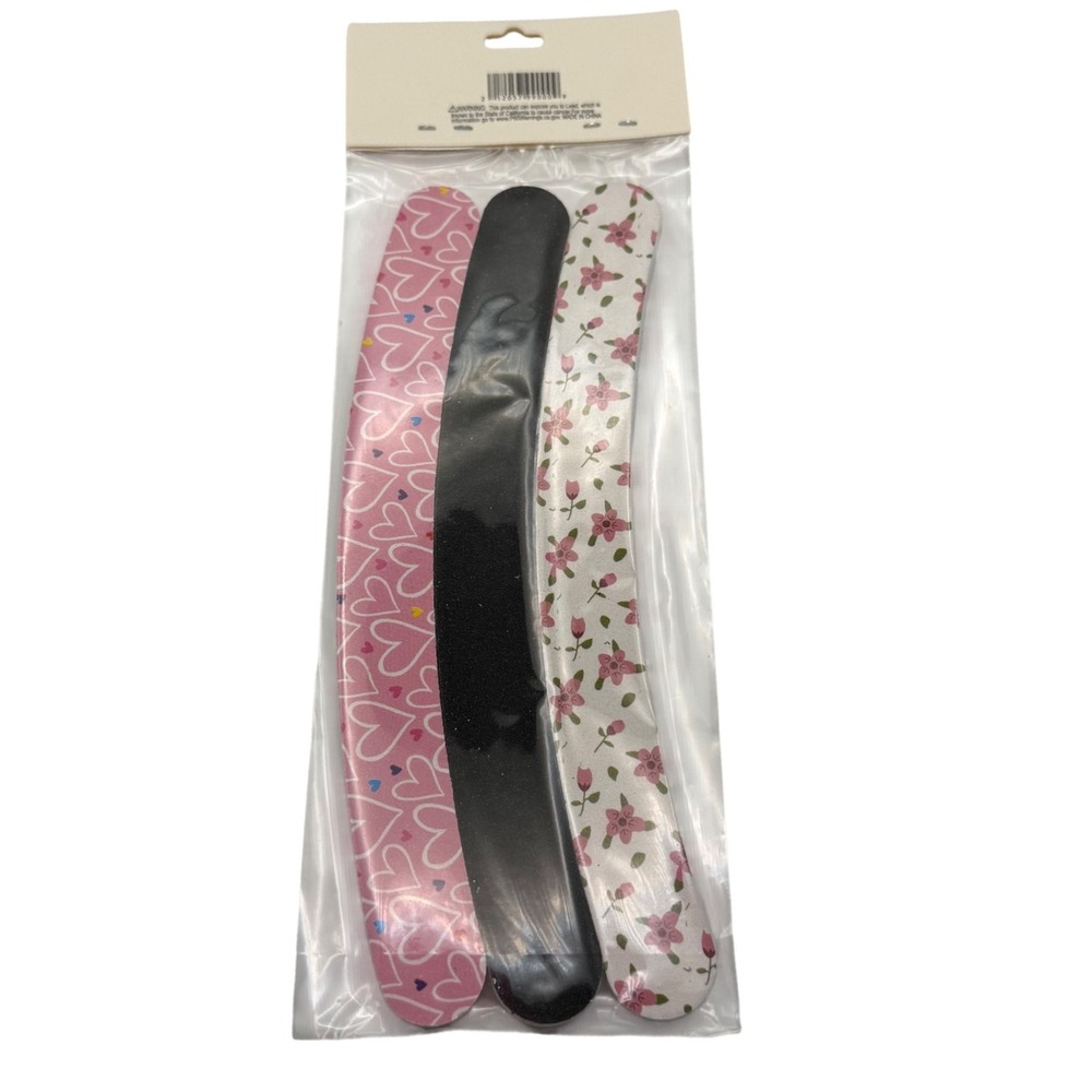 Blossom Nail Files Set 3pc Heart Floral Glitter Manicure Pedicure Tool‎ - Picture 2 of 2